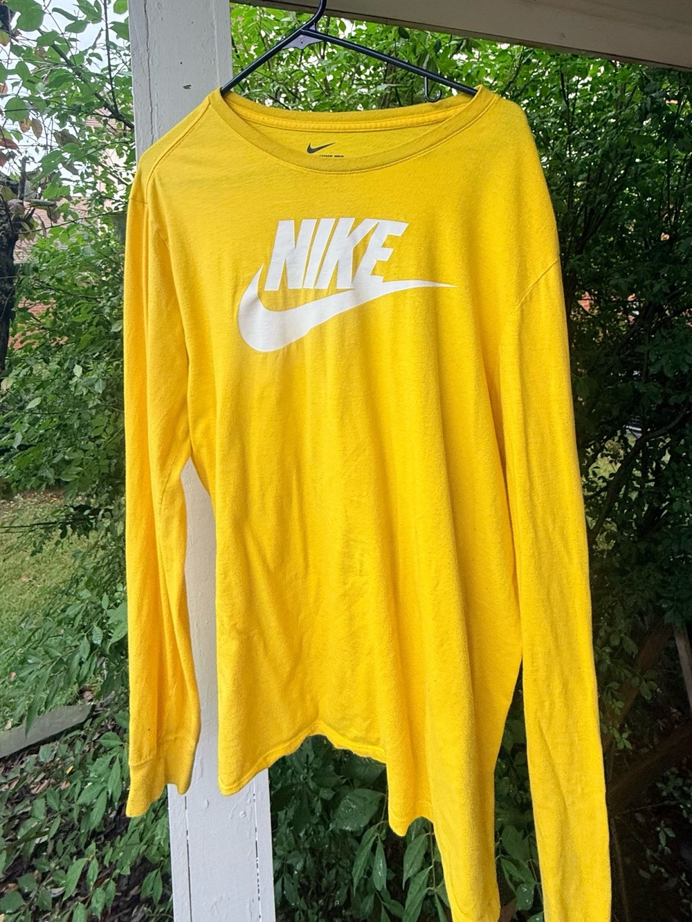 Nike Yellow Long-Sleeve Logo Tee with White Swoosh